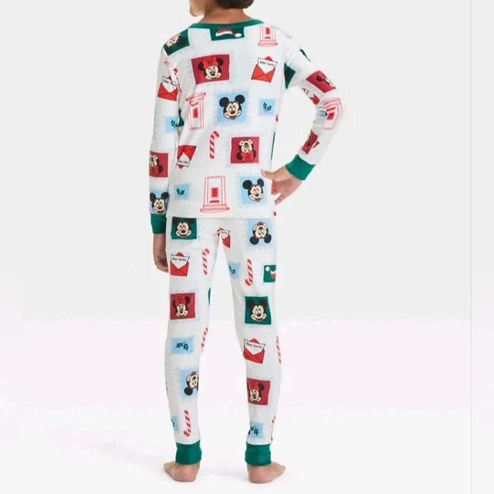 NWT Kids' Christmas Disney Mickey Minnie Mouse 2pc Snug Fit Pajama Set, size 10 - Picture 7 of 8